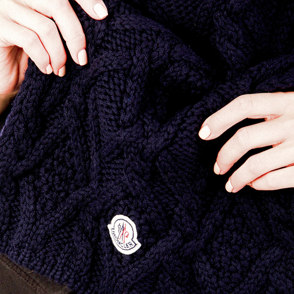 MONCLER DARK BLUE SCARF | WOMENS SIZE 235X35 - Picture 3 of 3